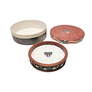 Susan Winget "Patriotic Stars" USA Love Heart Lang Candles Base Holder 4" NIB!